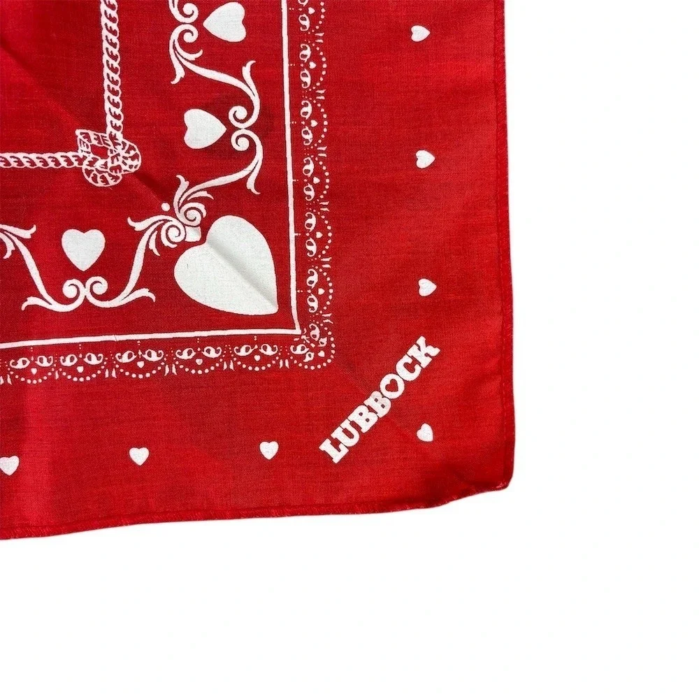 Lubbock Texas Bandana Scarf Red Heart Print Some Kind of‎ Special Souvenir